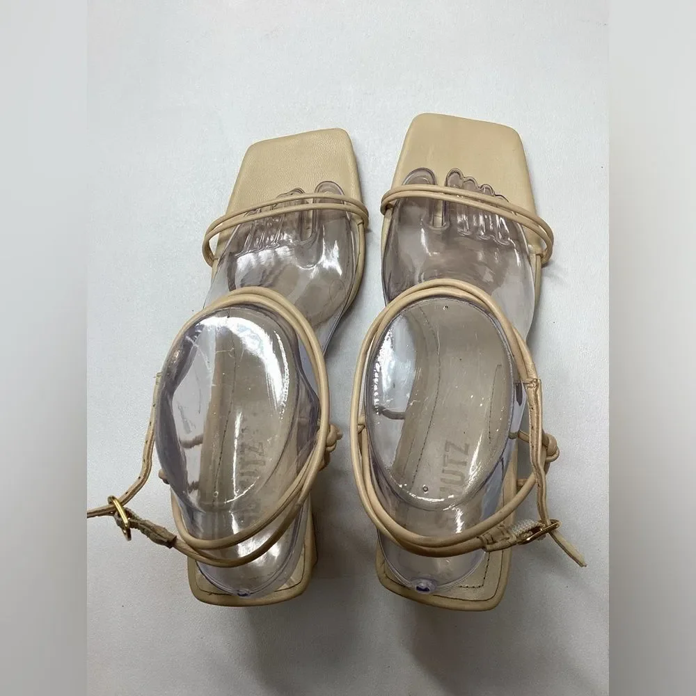 Schutz‎ Pompeii Beige Mid Ankle Strappy Sandals Size 9